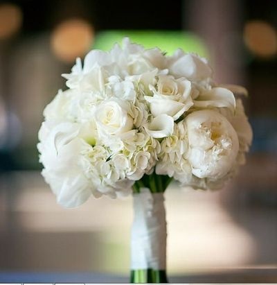 White peonies, roses, hydrangea, calla lilies