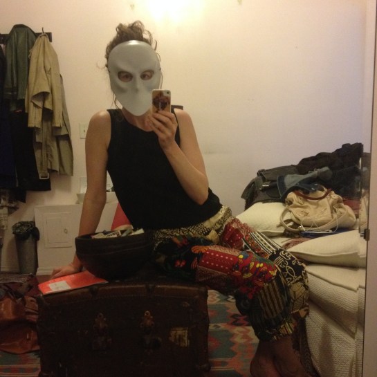 Uncovering my Sleep No More mask while cleaning my apartment