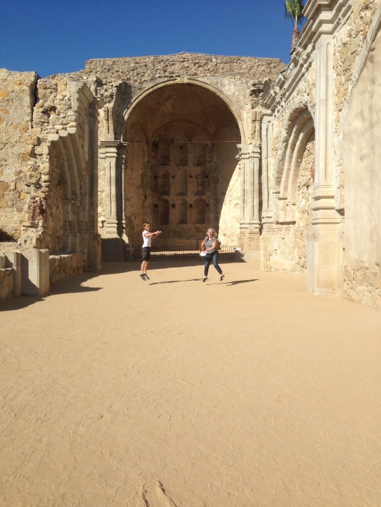 San Juan Capistrano Mission jumps.